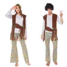 Retro 60s 70s Hippie Cosplay Carnival Halloween Costume for Men Women Fancy Disguise Clothing Party Fringed Native Night Club 2024 - buy cheap