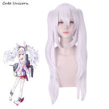 Game Azur Lane Laffey cosplay Wig with chip Ponytails silver pink Fake Hair Heat Resistant Fiber Synthetic Wigs Women Costume 2024 - buy cheap