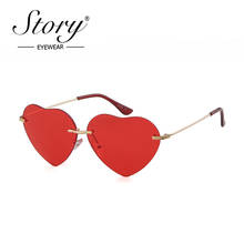 STORY Fashion Lover Heart Sunglasses Women Men 2019 Brand Designer cat eye Love Frameless Sun glasses 90S shades female S879 2024 - buy cheap