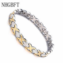 NHGBFT Leaf shape Magnetic Bracelet For Women Mens Stainless Steel Healthy Motion Bracelet 2024 - buy cheap