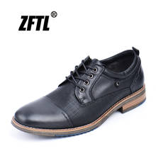 ZFTL/мужские туфли-оксфорды; Мужские модельные туфли; Мужская деловая повседневная обувь больших размеров; Мужская винтажная черная Нескользящая официальная обувь на шнуровке 2024 - купить недорого
