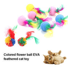 Bolas de esponja de colores para gatos, juguetes interactivos con plumas para mascotas, accesorios para perros y gatos, 1 unidad 2024 - compra barato