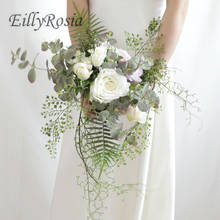 Eillyrosia flores de casamento artificiais artesanais, design exclusivo, buquê de noiva, romântico, buquê ao ar livre, boho 2024 - compre barato