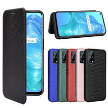 For Realme 7 5G Case Carbon Fiber Flip Leather Case For OPPO Realme7 5G RMX2111 Business Magnetic Wallet Card Slot Slim Cover 2024 - buy cheap