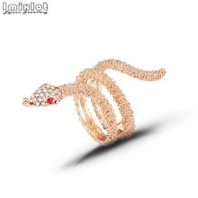Imixlot 1PC Fashion Rose Gold Snake Rings For Women Punk Rock Crystal Finger Ring Vintage Animal Jewelry Wholesale 2024 - buy cheap