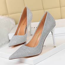 Bigtree-zapatos de tacón con lentejuelas para mujer, calzado elegante con punta en pico, Sexy, para boda 2024 - compra barato