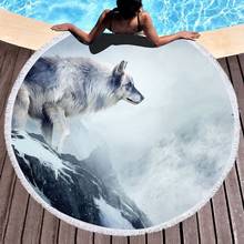 Wolf Large Beach Towel Microfiber Sand-Free Beach Cover Animal Round Bath Towels For Child Adult Women Home Strandlaken Swimming 2024 - buy cheap