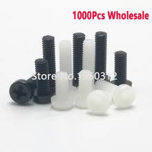 1000pcs/lot ISO7045 DIN7985 GB818 Black or White M3*4/5/6/8/10 Phillips Cross Pan Head Nylon Screws Plastic Phillips Screw 2024 - buy cheap