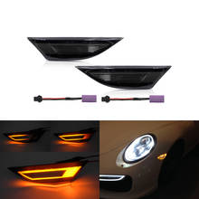 2x Dynamic Amber Smoked Led Fender Side Marker Lights For Porsche 991 Carrera 981 718 Boxster Cayman OEM:99163125506,99163125505 2024 - buy cheap