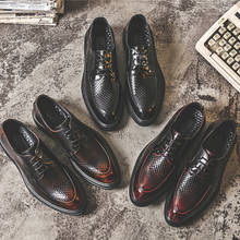 Yompus sapato masculino vintage em couro, estilo britânico, com cadarço, ponta fina, casual e formal, sapato para casamento 2024 - compre barato