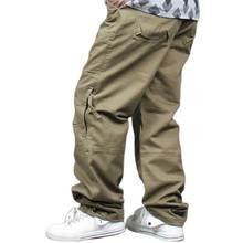 Spring Cargo Pants for Men Casual Cotton Trousers Side Zipper Pocket Loose Baggy Straight Joggers Pants Man Clothing Plus Size 2024 - buy cheap