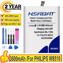 100% Original HSABAT 3600mAh AB3300AWMC Battery For PHILIPS W8510 Xenium W8510 Battery AB3300AWMC B version 2024 - buy cheap