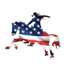 10,8 CM * 8,9 CM creativo bandera americana vaquero Divertido caballo coche pegatina calcomanía PVC 2024 - compra barato