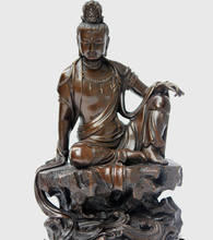 Estatua China de bronce Tibet, estatua de latón, Lotus Guanyin Kwan-yin Bodhisattva, 12" 2024 - compra barato