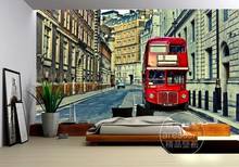Пользовательские 3D фото обои стикеры Европейский Великобритания красный автобус настенные наклейки виниловые настенные стикеры s настенные украшения гостиной Плакат Фреска 2024 - купить недорого