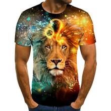 Мужская модная футболка, новинка 2019 года, 6XL крутая забавная футболка с 3D-принтом льва и животных, мужские летние топы с коротким рукавом, футболка 2024 - купить недорого