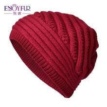 ENJOYFUR Slouchy beanies winter knitted hats for women warm oversize caps female autumn fashion hat 2024 - buy cheap