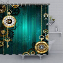 Cortina de Baño azul colorida, llaves y cadenas con Steampunk, cortina de ducha impermeable, tela de poliéster, juegos de cortinas de decoración de baño 2024 - compra barato