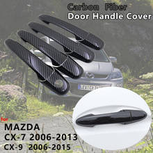 4pcs Gloss Black Carbon Fiber Door Handle Cover Catch Trim Exterior Car Cap Accessories for Mazda CX-7 CX7 CX 7  CX-9 CX 9 CX9 2024 - buy cheap