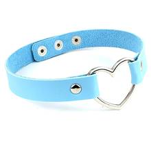 Charm female chokerTrendy Stainless Steel Heart Chokers Necklaces Colorful Leather Buckle Belt Jewelry for Women Men maxi colar 2024 - buy cheap