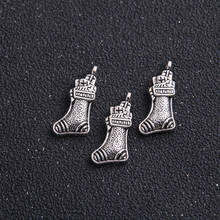 14pcs 12*24mm Christmas Lovely Socks Charms Vintage   Metal Zinc Alloy Trendy Jewelry Christmas Decoration Pendan 2024 - buy cheap