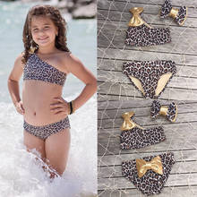 New Cute Leopard Bow-knot baby clothes 3pcs set Summer Kids Baby Girl Bikini Set Swimwear Bathing Suit Swimsuit 2024 - buy cheap