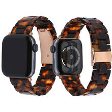 Resina pulseira inteligente pulseira para apple assistir série 7 6 se 5 4 3 2 1 feminino relógio banda loop para iwatch 38 40 42 44 41 45mm 2024 - compre barato