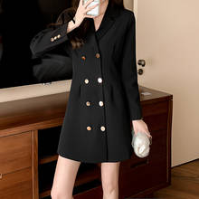 Sungtin Korea Office Lady Mini Blazer Dress Women Loose Double Breasted Dresses Long Sleeve Black Suit Vestidos Mujer Y2K 2024 - buy cheap