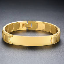 Персонализированные мужские ID браслет из нержавеющей стали в золотой тон Классический цепь мужской браслет 2024 - купить недорого