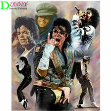 Conjunto de pintura de diamante michael jackson, 5d diy, broca completa quadrado, mosaico de cristal, redondo, acessórios de bordado, arte 2024 - compre barato