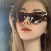 SO&EI Fashion Cat Eye Leopard Sunglasses Women Retro Clear Anti-Blu-Ray Glasses Frame Men Shades UV400 Sun Glasses 2024 - buy cheap