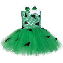 Pedrinhas vestuário para meninas festa de aniversário, pedrinhas desenho animado, tutu vestir, verde crianças, carnaval, roupas de festa de halloween 2024 - compre barato