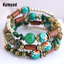 Kymyad-Pulseras de piedras de cristal bohemias para mujer, joyería, pulsera de estilo étnico, pulsera multicapa, joyería Bohemia 2024 - compra barato