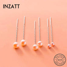 INZATT Real 925 Sterling Silver Pearl Tassel Drop Earrings For Elegant Women Party Fine Jewelry Minimalist Cute Accessories Gift 2024 - buy cheap