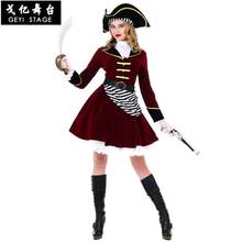 Новый сексуальный женский костюм пирата на Хэллоуин Карнавальный костюм женский костюм для выступления пиратов капитан, для косплея платье Экстравагантное 2024 - купить недорого