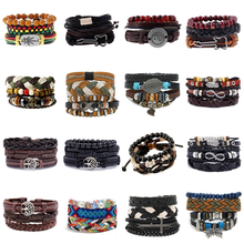 2021 New Fashion Sexy Harajuku Gothic Punk goth Leather Bracelets for Women Men stainless steel Chain Bangle friendship Jewelry 2024 - buy cheap