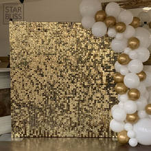 Cor de ouro sequin painel casamento pano de fundo personalizado anunciando canta loja janela fundo glam shimmer sequin parede 3d adesivo 2024 - compre barato