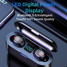 TWS Bluetooth наушники 5,0 Беспроводные с наушниками зарядная коробка спортивная Гарнитура вкладыши с двойным микрофоном для IPhone /Android 2024 - купить недорого