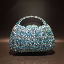 Xiyuan-bolsa de mão feminina luxuosa, azul e prateada, cristal, bolsa para mão, para noite, casamento, flor, carteira de mão 2024 - compre barato
