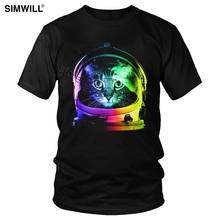 Camiseta divertida de astronauta y gato para hombre, camiseta de manga corta con cuello redondo, camiseta informal de Animal espacial 5XL 6XL, Idea de regalo, ropa de verano 2024 - compra barato