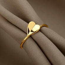 ICFTZWE Geometric Love Heart Rings For Women Girls Stainless Steel Gold Silver Color Heart Finger Ring Elegant Birthday Jewerly 2024 - buy cheap
