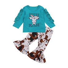 Citgeett Spring 1-5Years Kids Baby Girls 2-piece Outfit Set Long Sleeve Cartoon Animal Print Top+Flared Pants Autumn Set 2024 - buy cheap