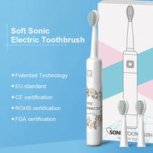 Recargable cepillo de dientes eléctrico de onda acústica de cepillo de dientes 2 uds cabezas de cepillo para niños cepillo de dientes de Color blanco 2024 - compra barato