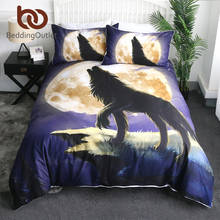 Conjunto de roupa de cama lobo beddingoutlet, tamanho king, animais, lobo, capa de edredom, impressão 3d, casa, têxtil, noite, lua, colcha, dropshipping 2024 - compre barato