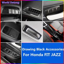 World Datong For Honda FIT Jazz 2020 2021 Car Accessories Steel Drawing Black Door Armrest Window Lift Switch Cover Trim  2024 - buy cheap