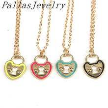 10Pcs, 2021 New Enamel Padlock Necklace For Women Gold Chains Heart Lock Pendant Necklace Jewelry Gift 2024 - buy cheap
