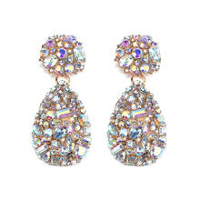 Pendientes largos con diamantes de imitación de cristal para mujer, aretes colgantes, geométricos, de lujo, Color AB 2024 - compra barato