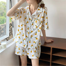 CAIYIER новые летние женские хлопковые пижамы набор Корея милый принт короткий рукав шорты пижамы милые девушки японская Пижама Mujer 2024 - купить недорого
