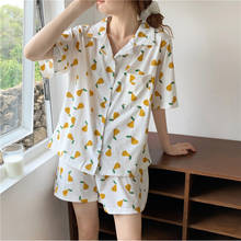 CAIYIER New Summer Women Cotton Pajamas Set Korea Cute Print Short Sleeve Shorts Sleepwear Lovely Girls Japanese Pijama Mujer 2024 - buy cheap