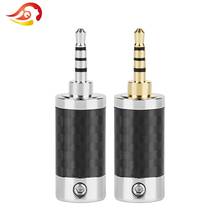 QYFANG 2.5mm 4 Pole Stereo Carbon Fiber Earphone Plug HiFi Headset Gold/Rhodium Plated Audio Jack 6.0mm Wire Hole Line Connector 2024 - buy cheap